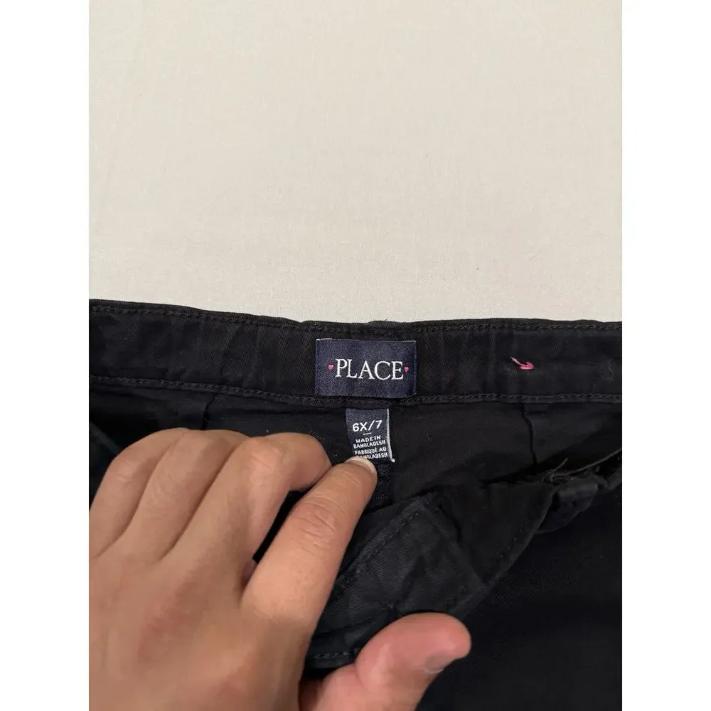 The Children’s Place Girls 6X/7 Black School Uniform Chino Bermuda Shorts